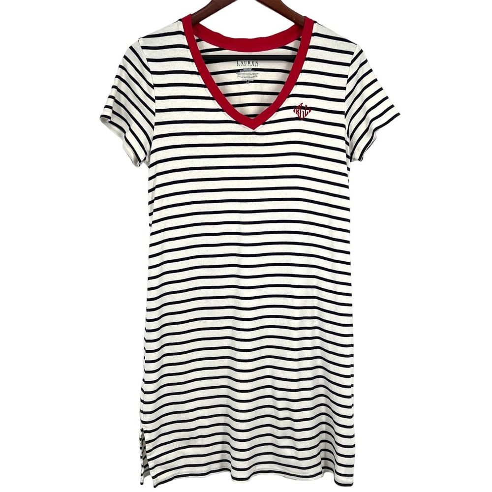 Ralph Lauren Size M Medium Nautical Patriotic Stripe Dress Blouse Shirt Top